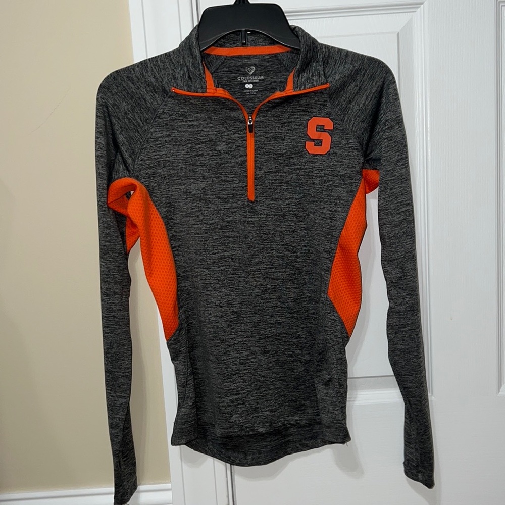 Syracuse Orange Ladies Quarter Zip Grey/Orange Sides Size XS